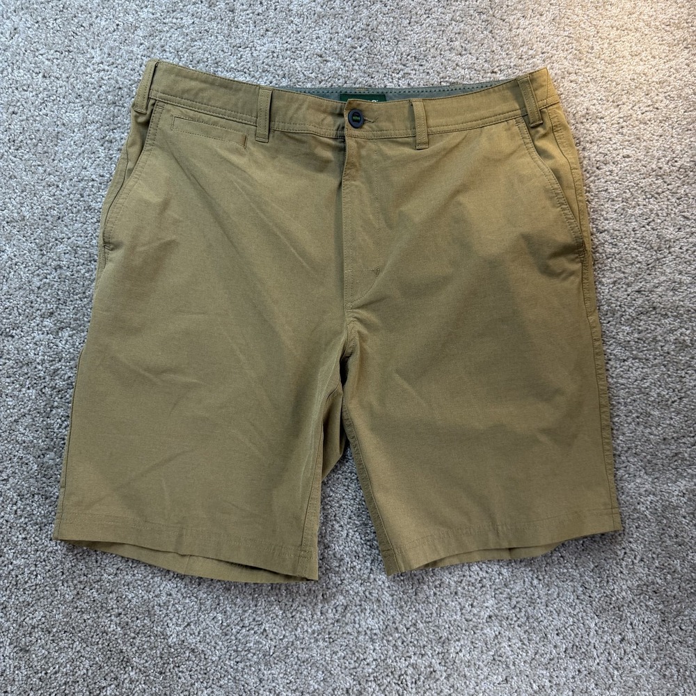 Orvis Chino Shorts Mens 36 Beige Polyester Cotton Spandex Stretch Casual Summer